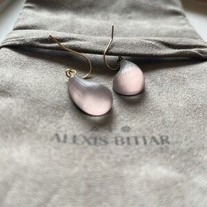 Alexis Bittar Rose Grey Lucite Dewdrop Earrings with Pouch!